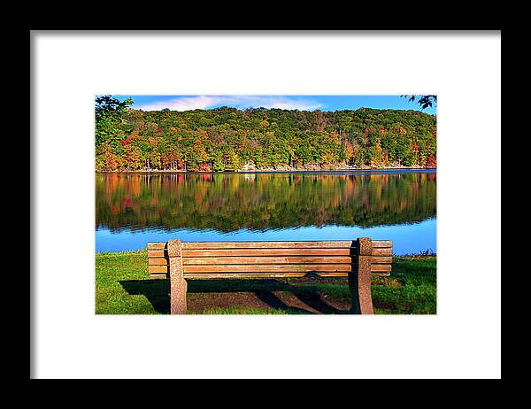 Bench Framed Print featuring the photograph Peaceful Morning by Anthony Sacco