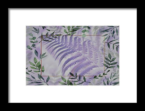 Fall Framed Print featuring the digital art Peaceful Nature Art in Lacy Ferns by Debra and Dave Vanderlaan
