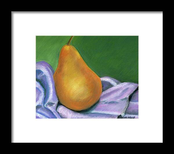 Still Life Framed Print featuring the pastel Pear in Repose by MaryJo Clark