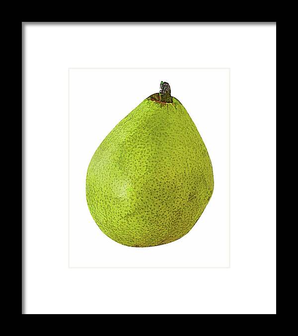 Pear. Pyrus Framed Print featuring the photograph Pear On White Background by Gary Slawsky