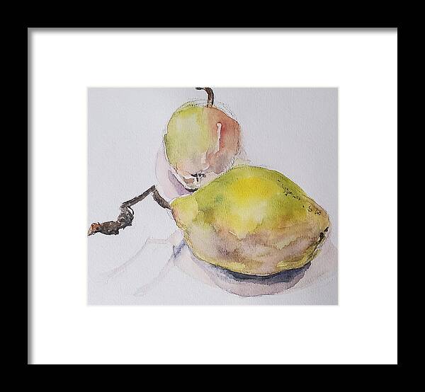 Fruit Framed Print featuring the painting Pears by Sheila Romard