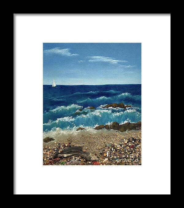 Beach Framed Print featuring the mixed media Pebble Beach by Wendy Golden