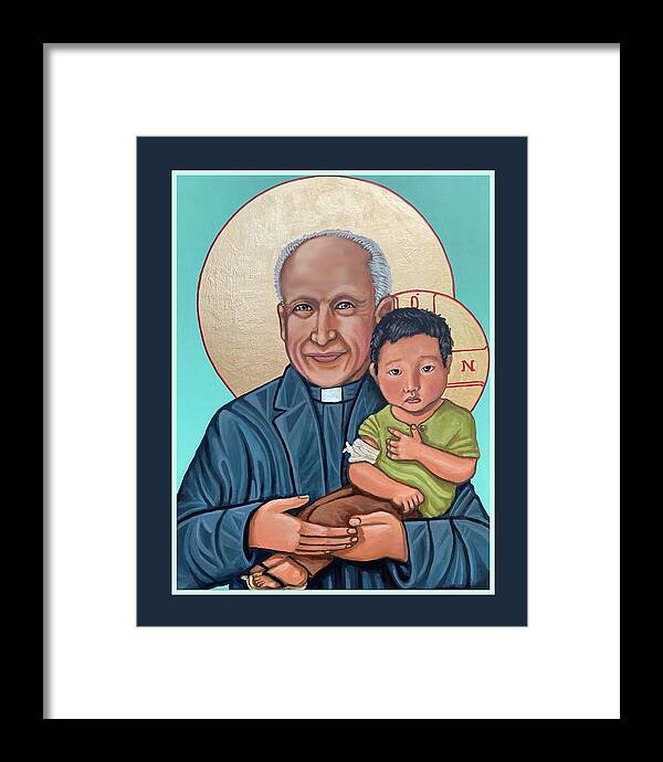 Iconography Jesuit Jesuits Framed Print featuring the painting Pedro Arrupe SJ by Kelly Latimore