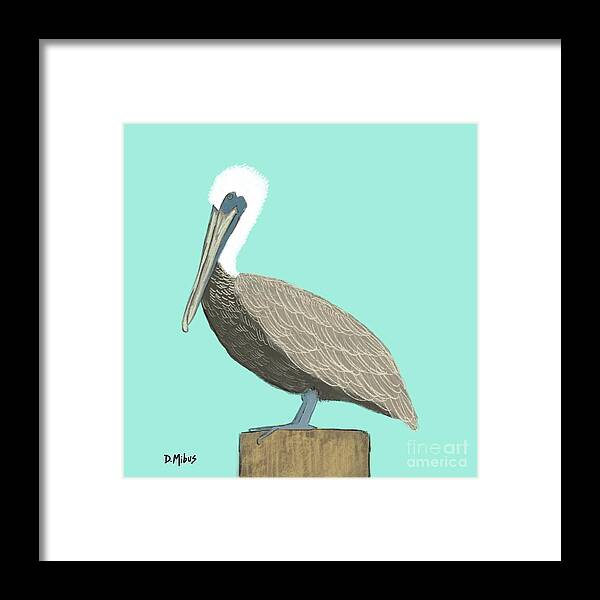  Framed Print featuring the digital art Pelican by Donna Mibus