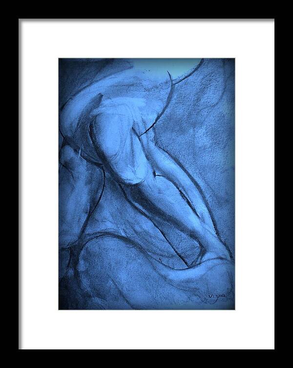 Nude Framed Print featuring the drawing Pentimenti by VIVA Anderson