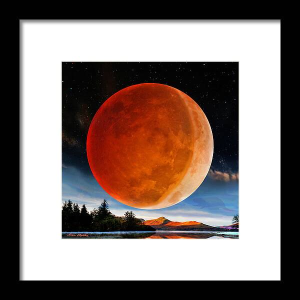 Penumbral Lunar Eclipse Framed Print featuring the digital art Penumbral Lunar Eclipse by Robin Moline