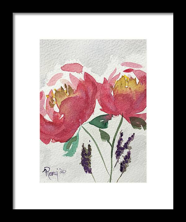 Peony Framed Print featuring the painting Peonies and Lavender by Roxy Rich