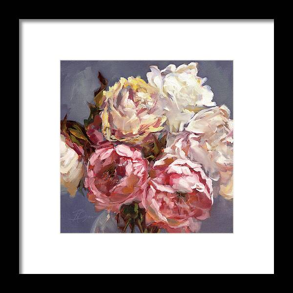 Fine Art Prints Framed Print featuring the painting Peony Impressions No.1 by Roxanne Dyer