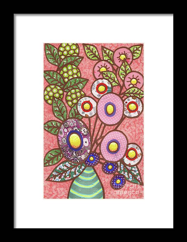Flowers In A Vase Framed Print featuring the painting Perfect In Pink Bouquet by Amy E Fraser