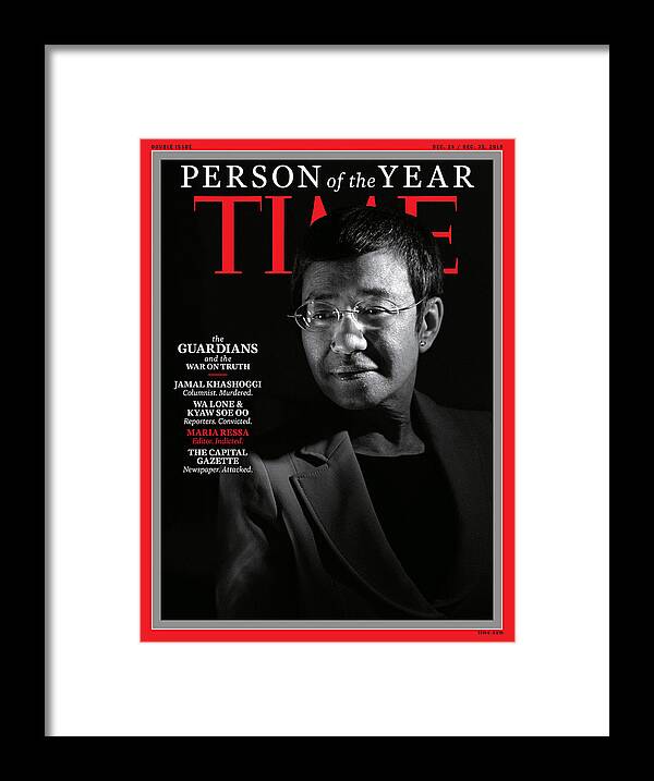 2018 Person Of The Year: The Guardians Framed Print featuring the photograph 2018 Person of the Year - The Guardians - Maria Ressa by Photograph by Moises Saman-Magnum Photos for TIME
