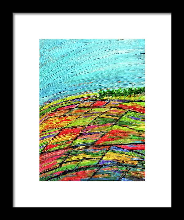 Abstract Landscape Painting Framed Print featuring the painting Perspective is key to happiness by Haleh Mahbod