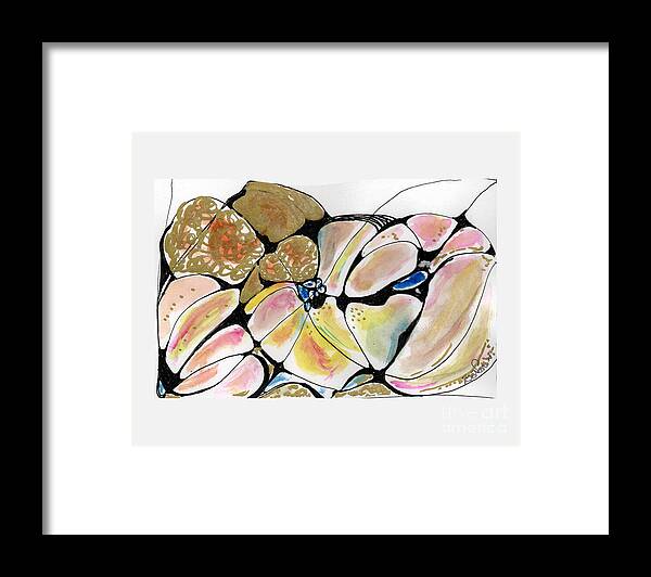 Abstract Framed Print featuring the mixed media Petals In A Secret Garden by Zsanan Studio