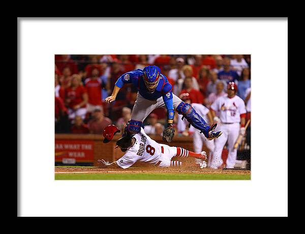 St. Louis Cardinals Framed Print featuring the photograph Peter Bourjos and Miguel Montero by Dilip Vishwanat