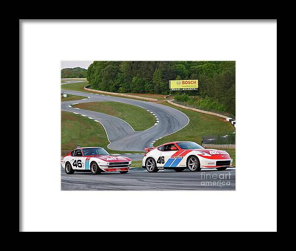 Car Art Framed Print featuring the photograph Peter Brock Nissan 370Z NISMO, BRE Racing Datsun 240Z by Vladyslav Shapovalenko