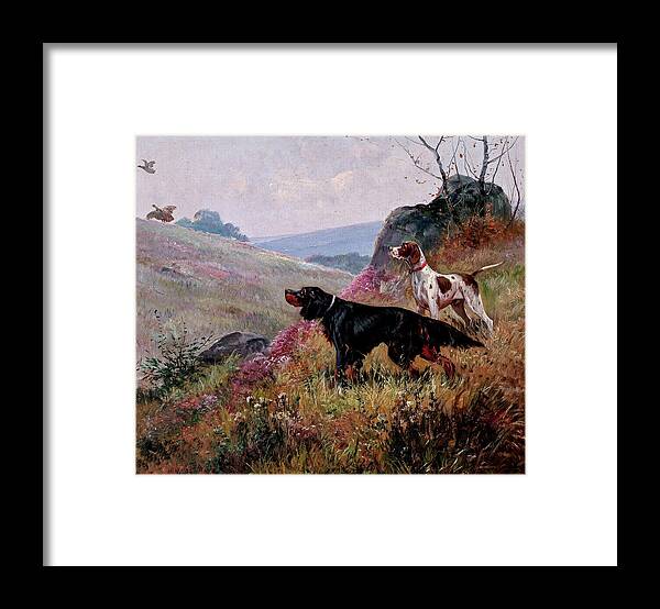 Oil On Canvas Framed Print featuring the digital art PETIT Setter by Celestial Images
