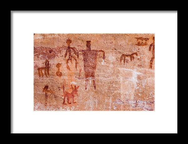 Petroglyphs Framed Print featuring the photograph Petroglyphs by Alexey Stiop