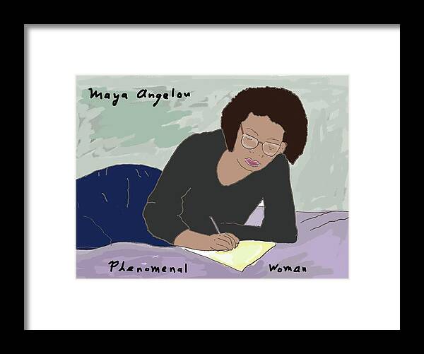 Maya Angelou Framed Print featuring the drawing Phenomenal Woman by Ashley Rice