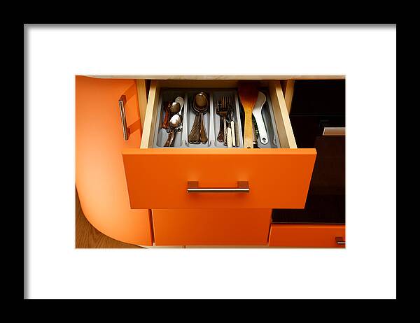 Drawer Framed Print featuring the photograph Photo of kitchen utensil by Garsya