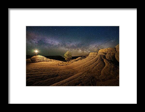 Milky Way Framed Print featuring the photograph Photographer at Work by Judi Kubes