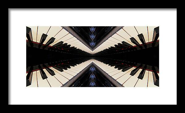 Piano Framed Print featuring the photograph PianoScape #3 - piano keyboard abstract mirrored perspective by Peter Herman