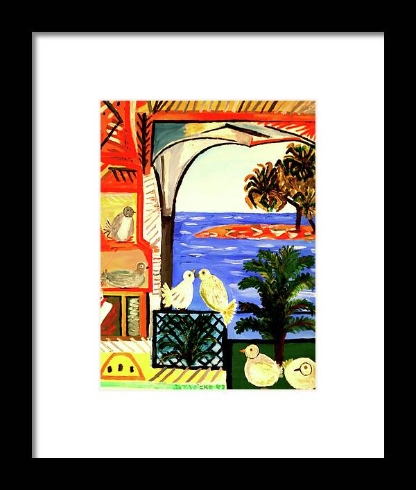 Picasso Framed Print featuring the painting Picasso Studio n Doves by Daniel Zwicke