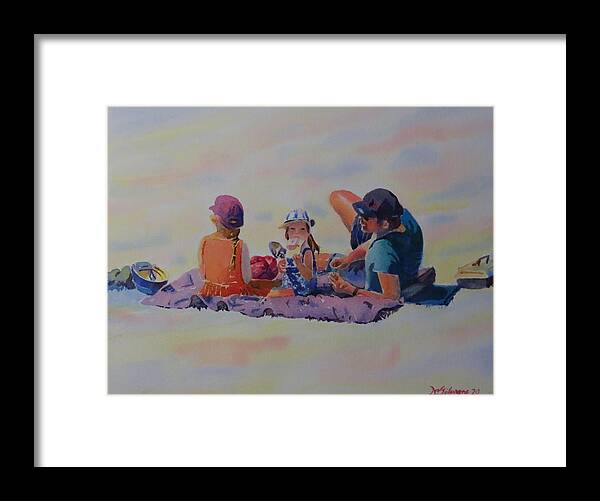 Picnic Framed Print featuring the painting Picnic at Lake Ontario Park by David Gilmore