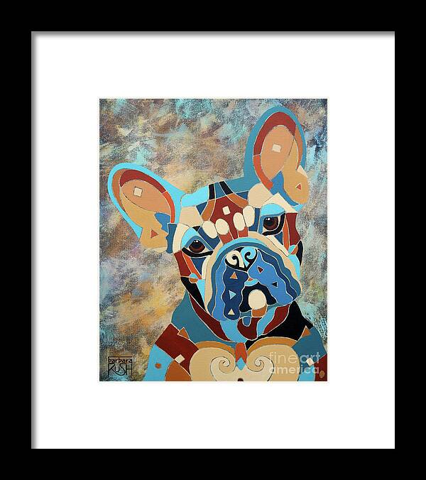 Black French Bull Dog Art Framed Print featuring the painting Pierre the French Bull Dog by Barbara Rush