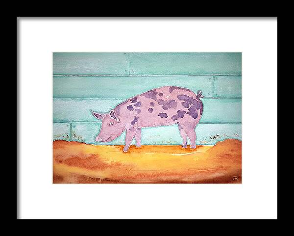 Watercolor Framed Print featuring the painting Pig of Lore by John Klobucher