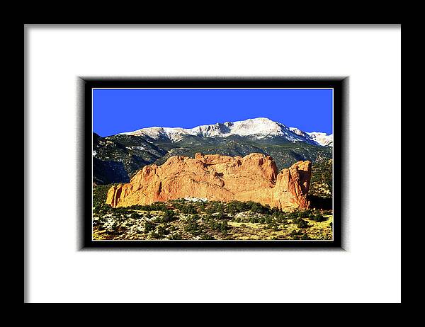 Colorado Framed Print featuring the photograph Pike's Peak and Garden of the Gods by Richard Risely