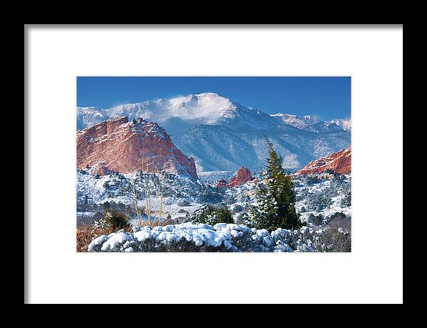 Colorado Framed Print featuring the photograph Pikes Peak in Winter by John Hoffman