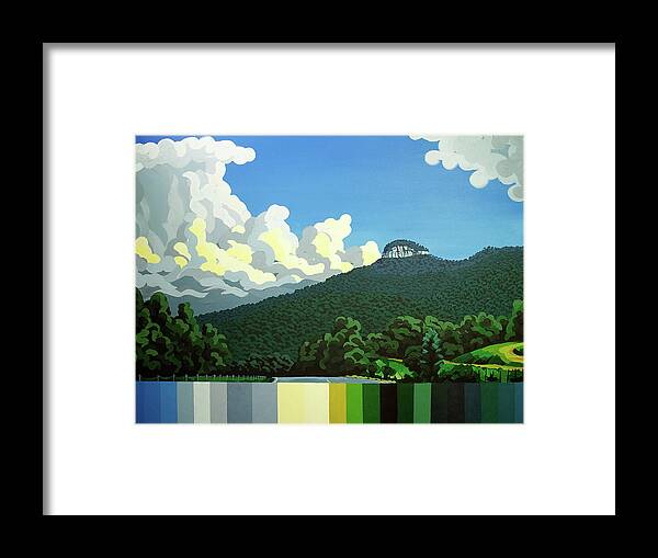 Landscape Framed Print featuring the painting Pilot Mountain - Summer by John Gibbs