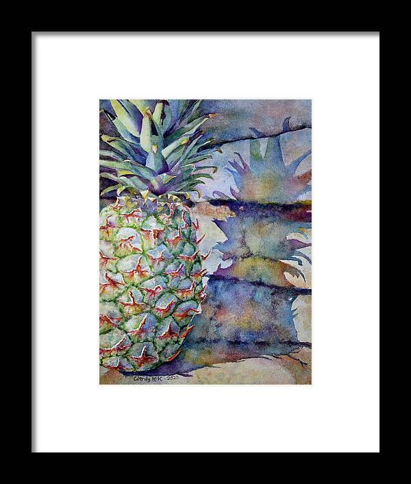 Pineapple Framed Print featuring the painting Pineapple and Shadow by Wendy Keeney-Kennicutt