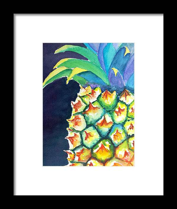 Pineapple Framed Print featuring the painting Pineapple by Carlin Blahnik CarlinArtWatercolor
