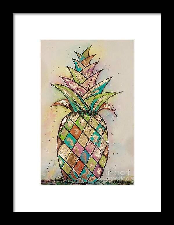Pineapple Framed Print featuring the painting Pineapple Gold by Midge Pippel