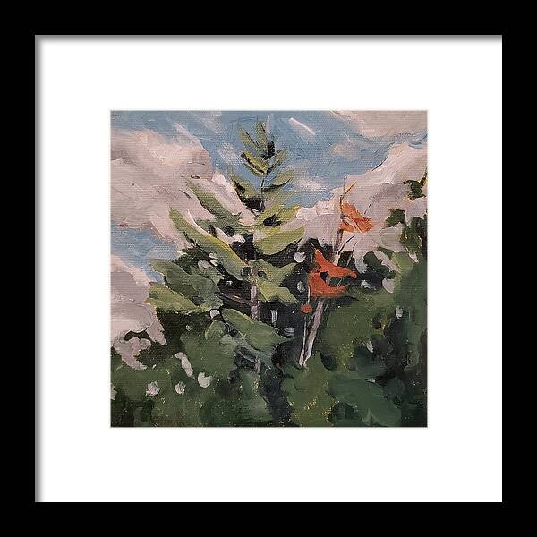 Landscape Framed Print featuring the painting Pines by Sheila Romard