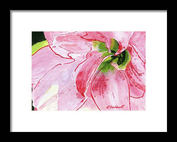 Flower Framed Print featuring the painting Pink Amaryllis by Lynne Reichhart