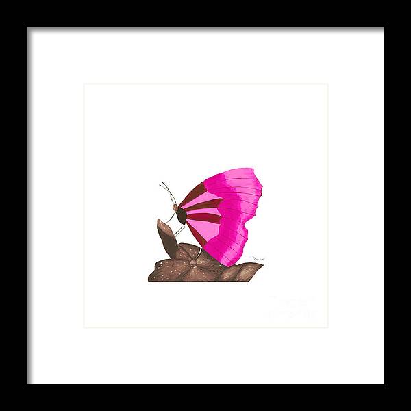 Watercolor Framed Print featuring the painting Pink Butterfly by Lisa Senette