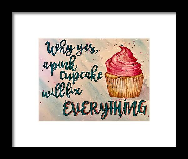Cupcake Framed Print featuring the painting Pink Cupcake by Diane Fujimoto
