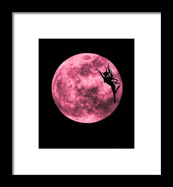 Nature Framed Print featuring the mixed media Pink Fairy Moon by Judy Cuddehe