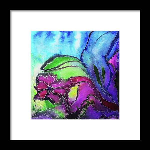 Blue Framed Print featuring the painting Pink Flower by Melinda Firestone-White