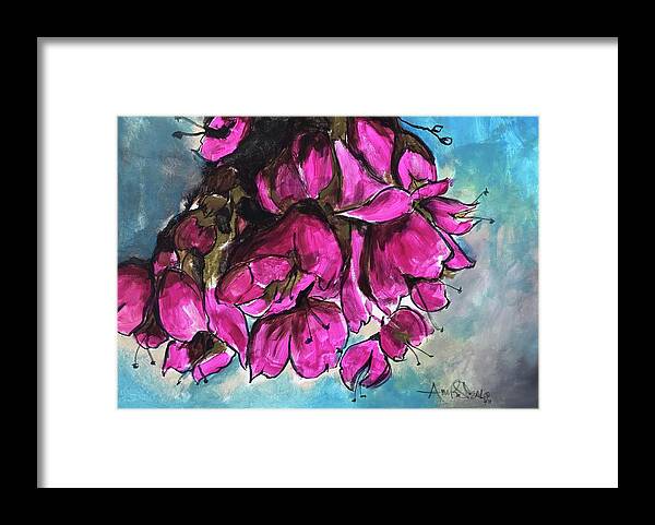  Framed Print featuring the painting Pink Flowers by Angie ONeal