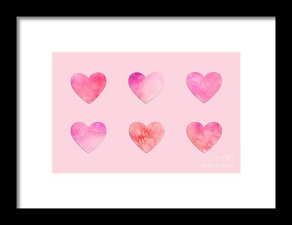 Valentine Framed Print featuring the photograph Pink hearts by Delphimages Photo Creations