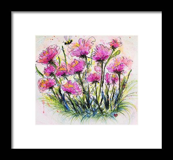 Watercolor Framed Print featuring the painting Pink-ish Flowers by Deahn Benware