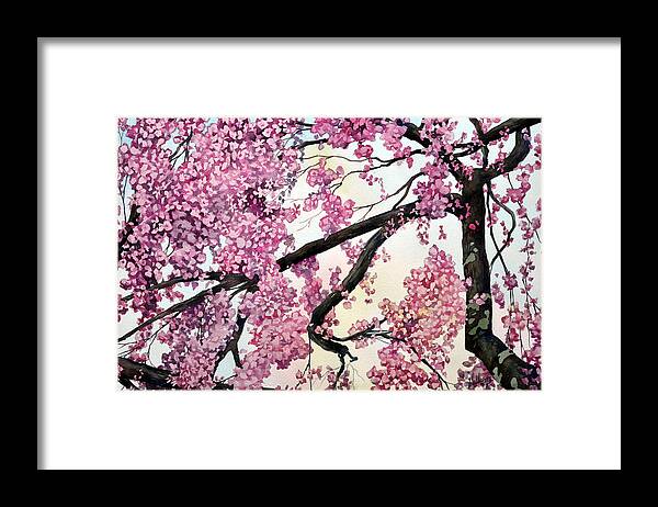 Watercolor Framed Print featuring the painting Pink Living by Mick Williams
