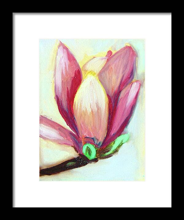  Framed Print featuring the painting Pink Magnolia by Loretta Nash