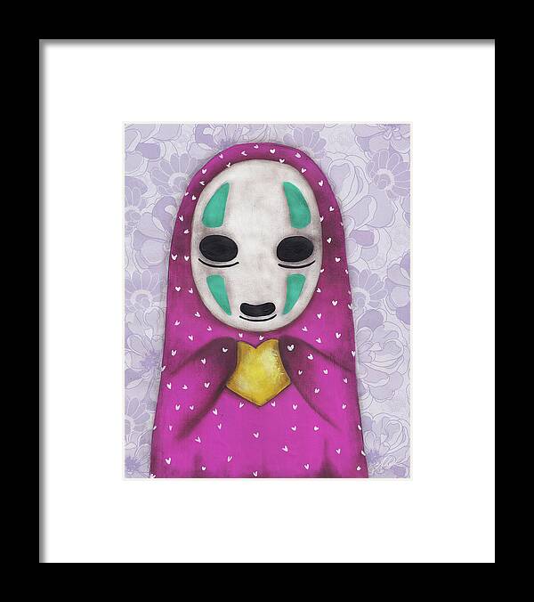 No Face Framed Print featuring the painting Pink No Face by Abril Andrade