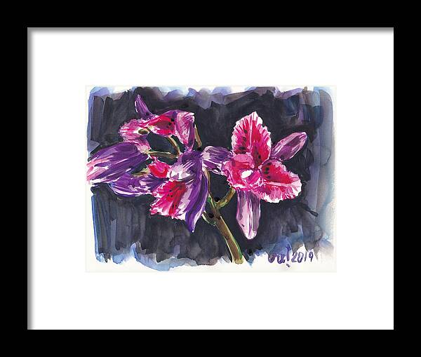 Orchids Framed Print featuring the painting Pink Orchids by George Cret