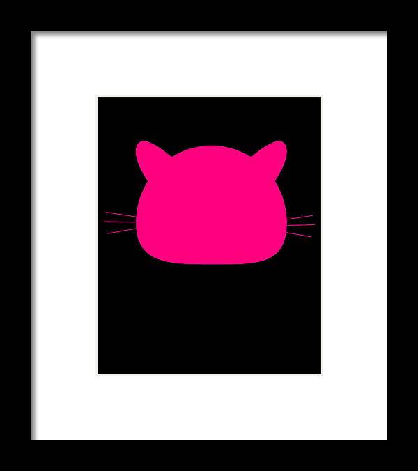 Funny Framed Print featuring the digital art Pink Pussy Cat Pusshyhat by Flippin Sweet Gear