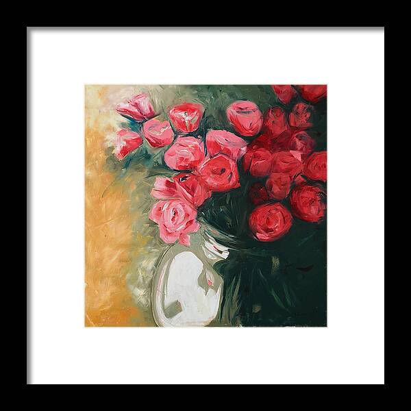 Painting Framed Print featuring the painting Pink Roses by Sheila Romard