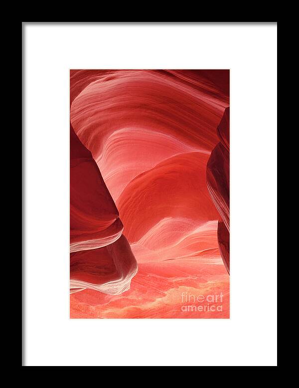 Dave Welling Framed Print featuring the photograph Pink Sandstone Detail Lower Antelope Slot Canyon Arizona by Dave Welling